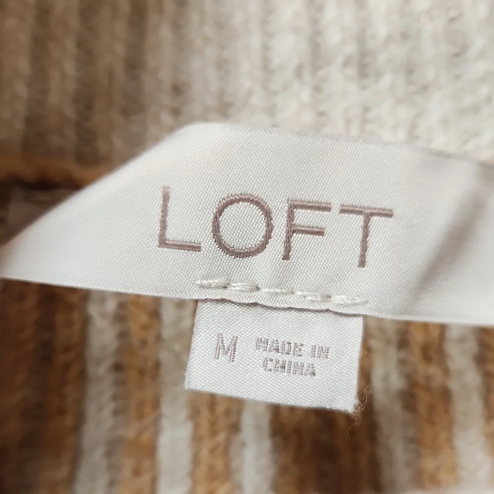 Loft Mock Neck Fair Isle Sweater Yellow Gray - Medium